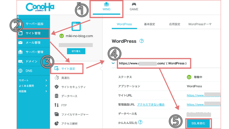 コノハウィングの管理画面